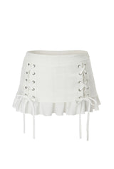 Linen lace-up skirt