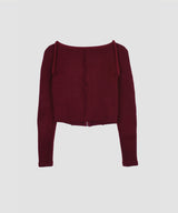 SQUARE NECK RIB CARDIGAN