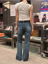Blue washing boots cut pants