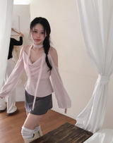 romang drape cut off-shoulder bl tie set