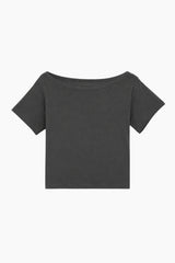 Tencel boatneck crop t-shirt