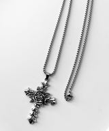 Silver Rose Cross Necklace
