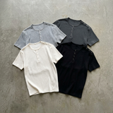 ストラクチャード ショルダーボタン テクスチャード Tシャツ