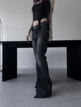 washed slub bootcut denim (2color)