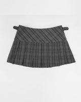 Buckle Pleated Mini Skirt Check