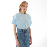 カッティングラインフリルTシャツ SKY BLUE