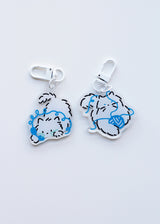 Cream cat call / Wool keyring 