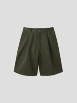VIR Style Cotton Pin-Tuck Wide Bermuda Shorts