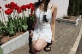 Hazle Cancan Ribbon Strap Sleeveless Mini Dress