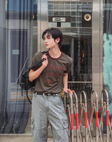 リンザー レタリング カラー マッチング ショート スリーブ Tシャツ