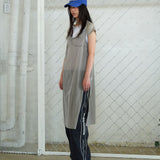キャップバストシャーリングドレス gray