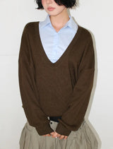 DEEP V-NECK OVER KNIT