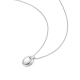 silver oval rhodium plating + 925 silver necklace N062-03H