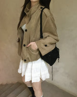 Suede crop trench jacket