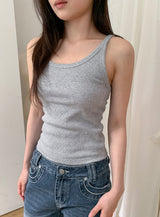 Vicky Basic Ribbed Round Sleeveless
