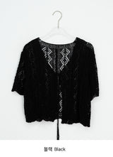 Kowse Openwork Punching Three Quarter Summer Bolero Cardigan