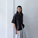 Textured Plaid Boxy Shirt