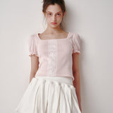 Lace Puff T-shirt (Pink)