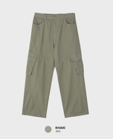 Bias Incision Washed Semi Wide Cargo Pants