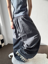 Fluffy Check Elastic Waist Balloon Pants 2Color