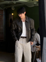 Kai zipper leather jacket