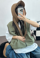 FLEECE LAYERED VEST ZIP UP💚💙🖤🧡4COLOR