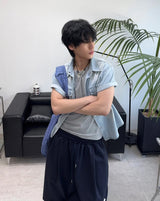 ソルト ツーポケット ウォッシュド デニム ショートスリーブ シャツ