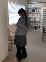 Daren Wool Pleated Check Midi Skirt
