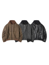 LMN A-One Crack Leather Hooded Padded (3 colors)