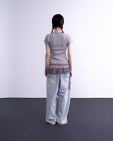 ハートロックドットクロップTシャツ (グレー)