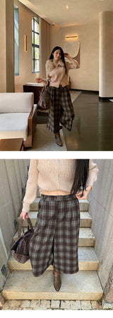 フレッドチェックウールカプリバミューダパンツ