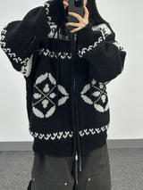 nordic knit hood zip-up