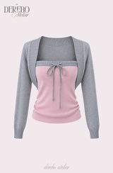 Pink gray bolero top two-piece