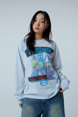 Street league artwork damage washing over-crop fit long sleeve (Melange)