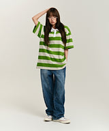 939 SMALL LOGO POLO T-SHIRTS (GREEN/OATMEAL)