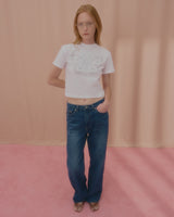 テキストバタフライクロップTシャツ-WHITE