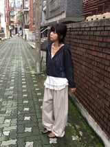 リネフ レース サマー セミクロップ フード ジップアップ