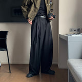 LMN ecto pintuck D-ring long wide slacks (2 colors)