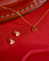 gold crimson solitaire 14k gold plating + 925 silver necklace N071-03G