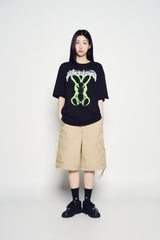 25SS ネオンエイリアンラビットショートスリーブTシャツ ブラック