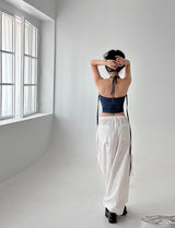 strap denim crop top
