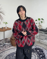 ラクーンファデッドアーガイルニット