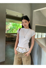 Lace Beige Round Wide Cotton Pants