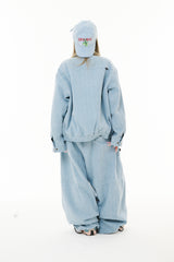 DSXBS NEW SUPER WIDE HEAVY COTTON PANTS LIGHT BLUE