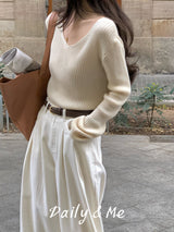 Ribbed knit V-neck(3color)