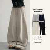 Lettering detail! Yoko Banding Wide Pants (4 colors)