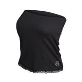 logo lace bra top (black)