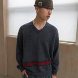 Kidmohair v-neck knit / Charcoal