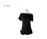 リビー フリル シャーリング オフショルダー ショートスリーブ Tシャツ