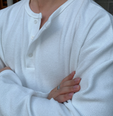 Adaph Henry Neck Waffle Overfit Long Sleeve Tee